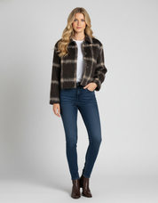 Bruin Geruit Dames Jacket – Single-Breasted Jas | Camilla DeLuca