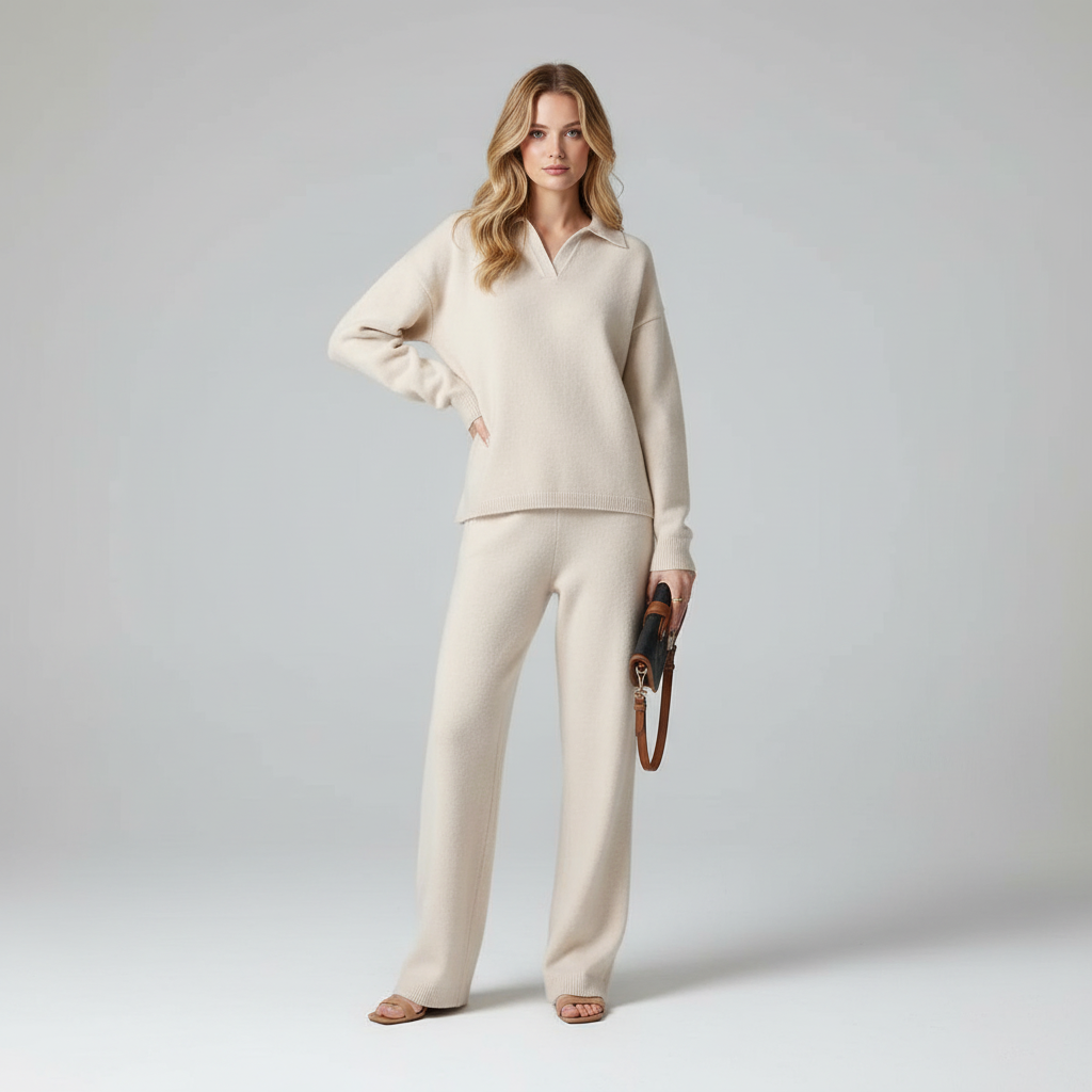 Dames Gebreide Two Piece Set met Polokraag | Chiara Valentini
