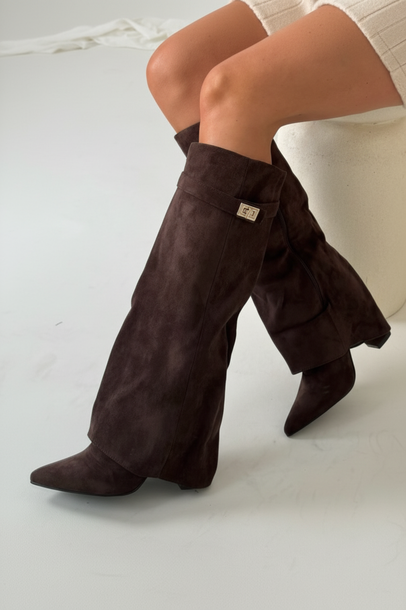 Suede Slouch Dames Laarzen – Trendy Hoge Laarzen | Isabella Ferraro