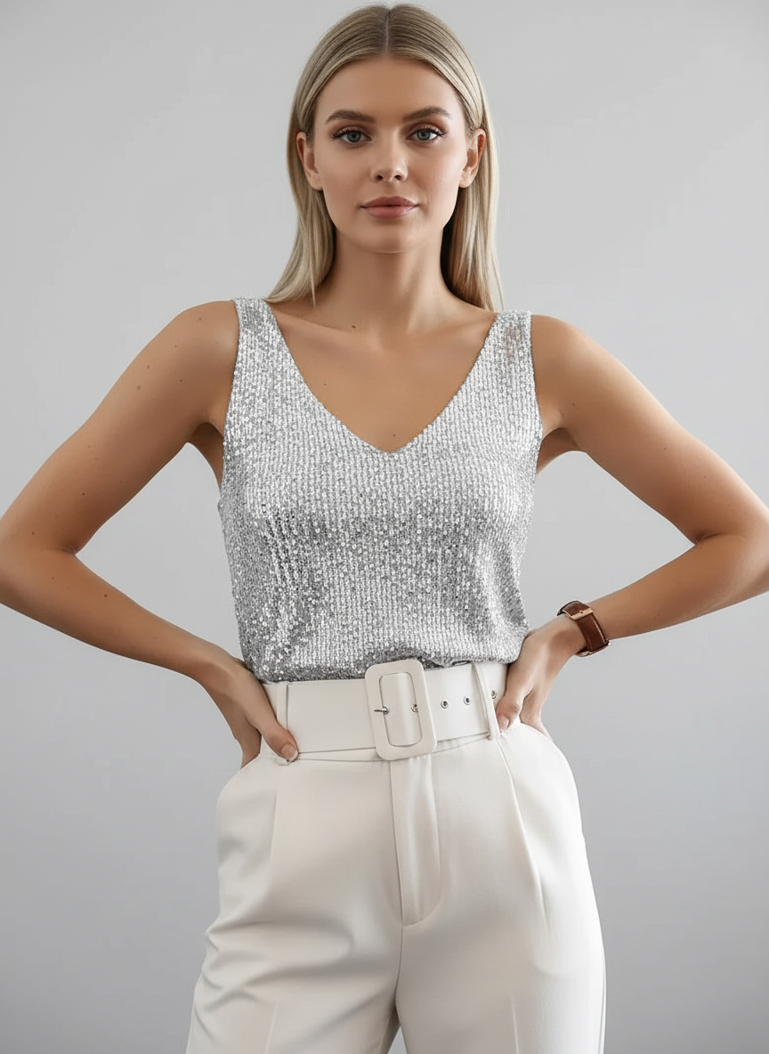 Feestelijke Pailletten Top voor Dames – Glanzende Party Top | Luna DeRossi