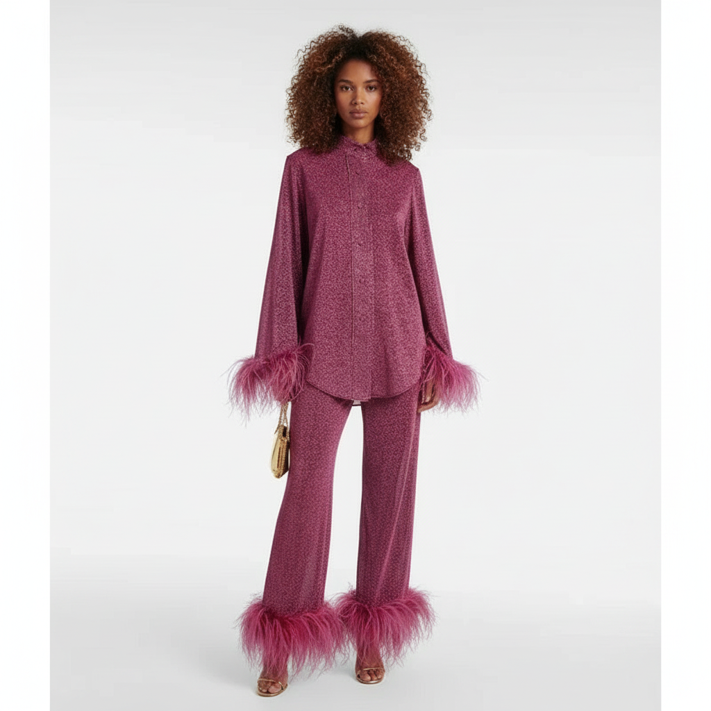 Luxe Glitter Set Dames – Glitter Set Met Veren In Wijnrood, Lichtgroen, Paars, Donkergroen En Beige | Livia Bellucci