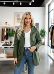 Dames Parka Jas Lichtgewicht Winddicht Ceintuur Capuchon - Zwart / Groen / Bruin - Maelen