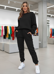 Dames Huispak Setje Sweater en Joggingbroek Zacht Fleece - Zwart / Grijs / Bruin - Maelen