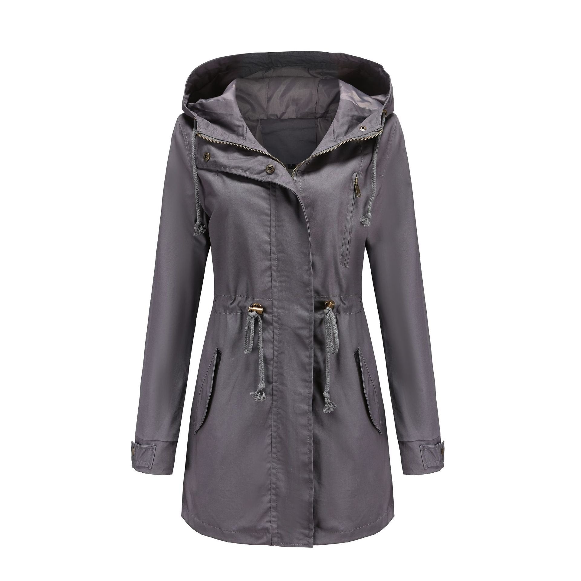 Dames Parka Jas Lichtgewicht Winddicht Ceintuur Capuchon - Zwart / Groen / Bruin - Maelen