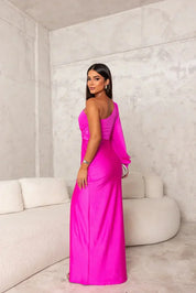 Dames Maxi Jurk met Split One Shoulder Elegant Feestelijk Vloerlengte - Turkoois / Olijfgroen / Marineblauw - Maelen