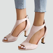 Sandalen met Hak Dames, Comfortabel en Elegant met Ritssluiting en Open Neus - Serena Calvi