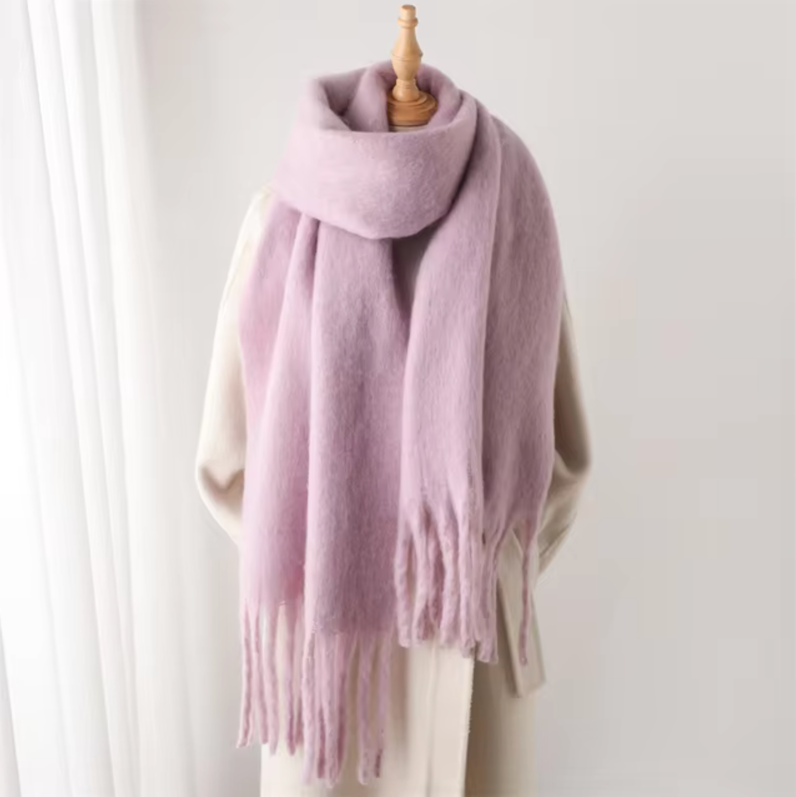 Francesca winter sjaal – zachte cashmere look sjaal met franjes en elegant design