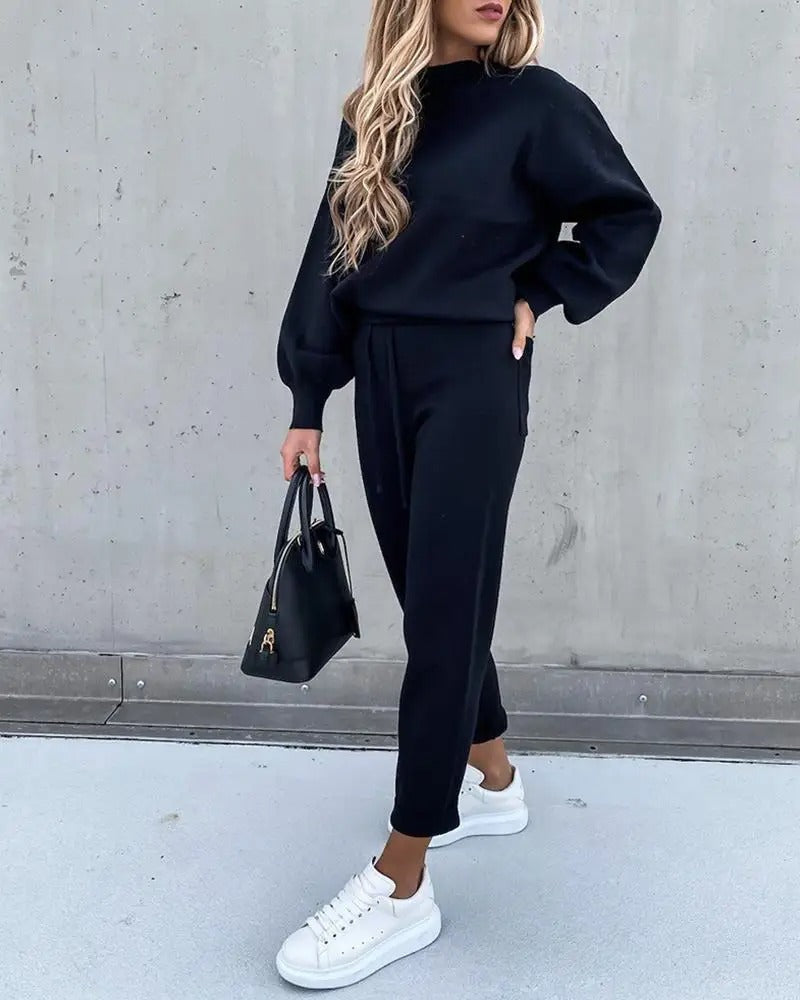 Giulia Set | Premium Trainingspak met Hoge Kraag en Elastische Taille