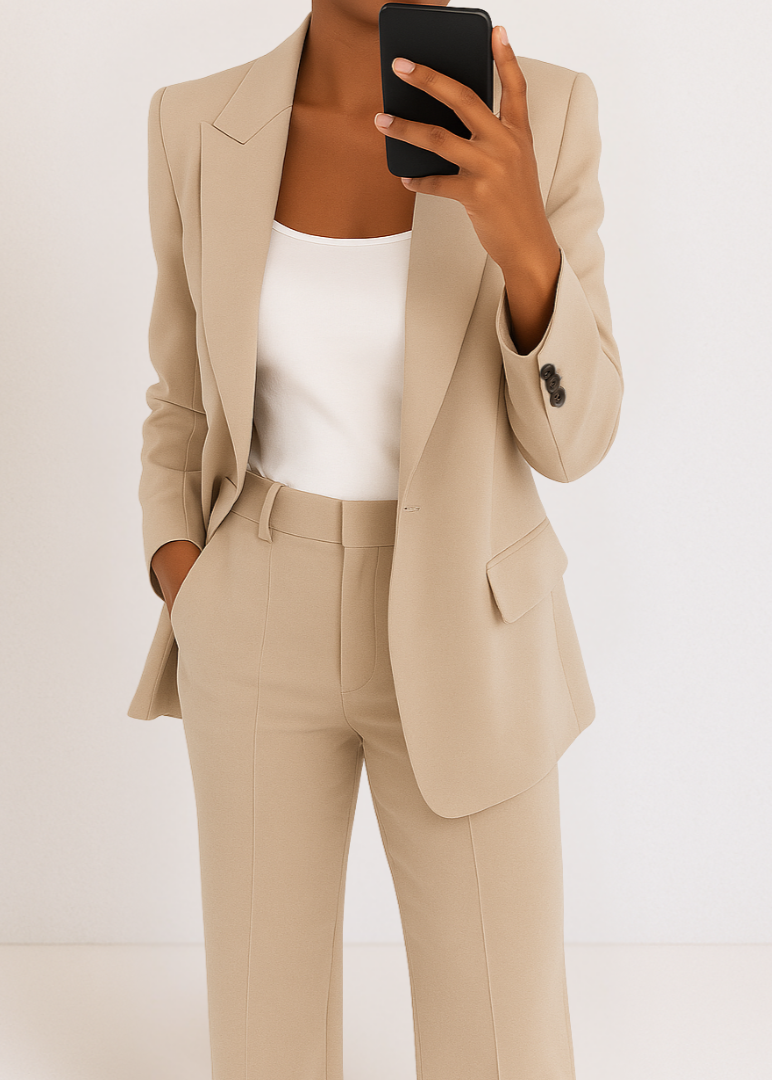 Alessia Dames broekpak – chique two-piece set met tailored blazer en rechte pantalon