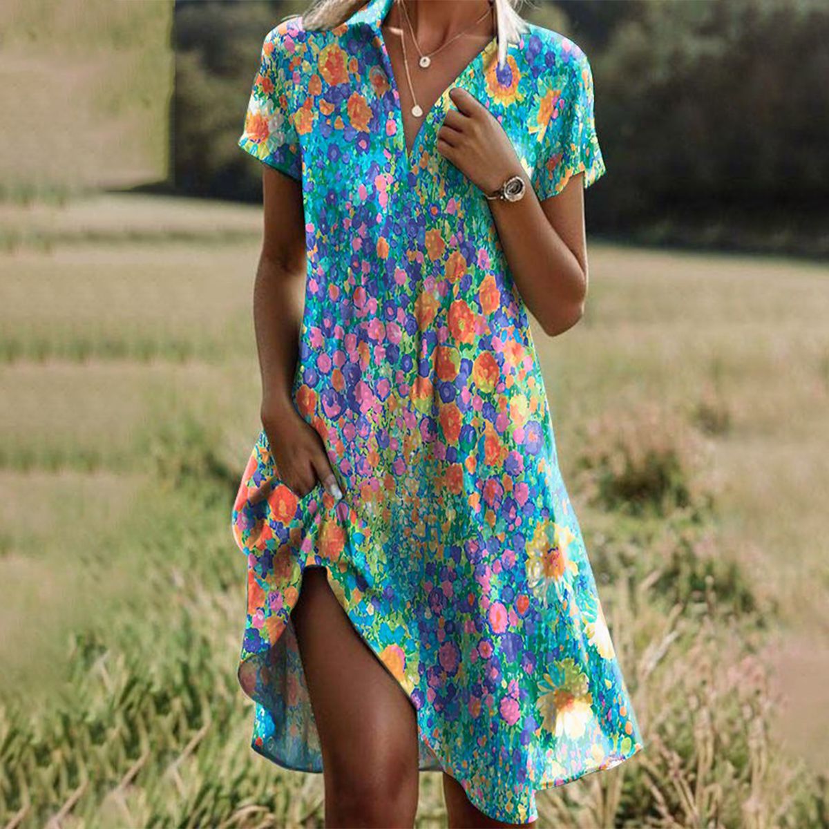 Dames A-lijn Jurk Mouwloos met Rits Casual Zomerjurk - Donkerblauw / Groen / Rood - Maelen