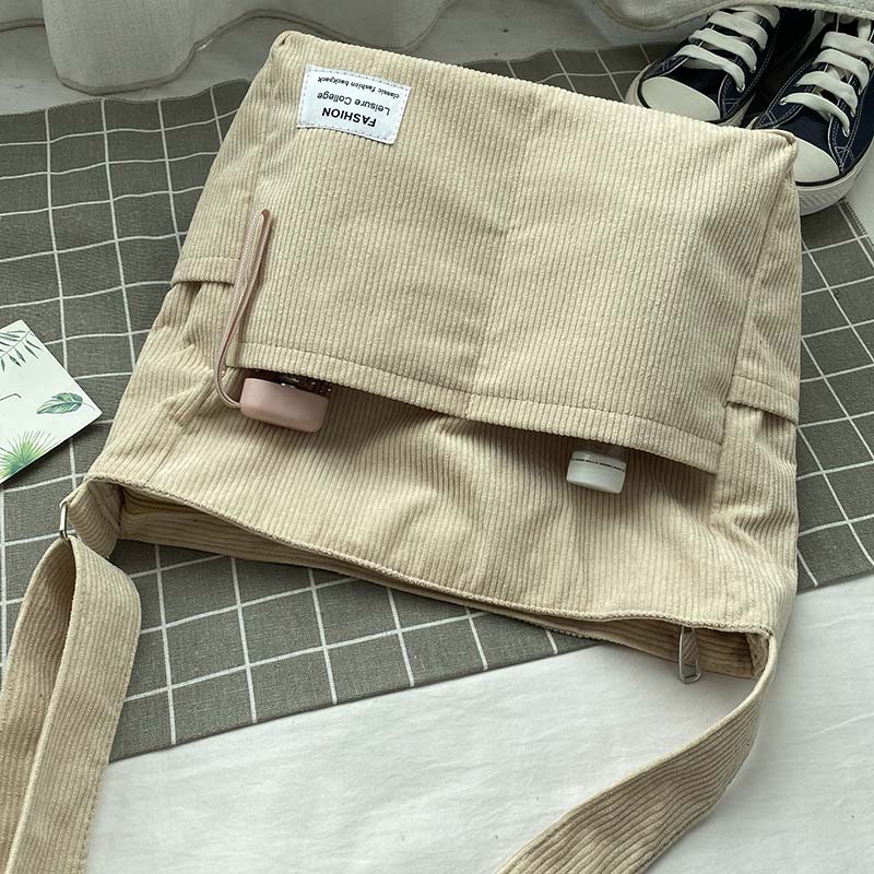 Emma Schoudertas | Corduroy Schooltas voor Dames met Laptopvak en Verstelbare Riem