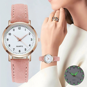 Giulia Leren Dames Horloge Rosé Goud | Elegant & Tijdloos Design