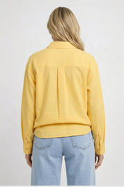 Luchtige Damesblouse met Knoopsluiting en Relaxte Pasvorm - Geel / Bruin / Donkerbruin - Maelen