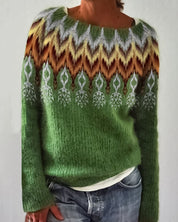 Mila Trui | Dames Colourblock Gebreide Trui met Ronde Hals en Oversized Pasvorm