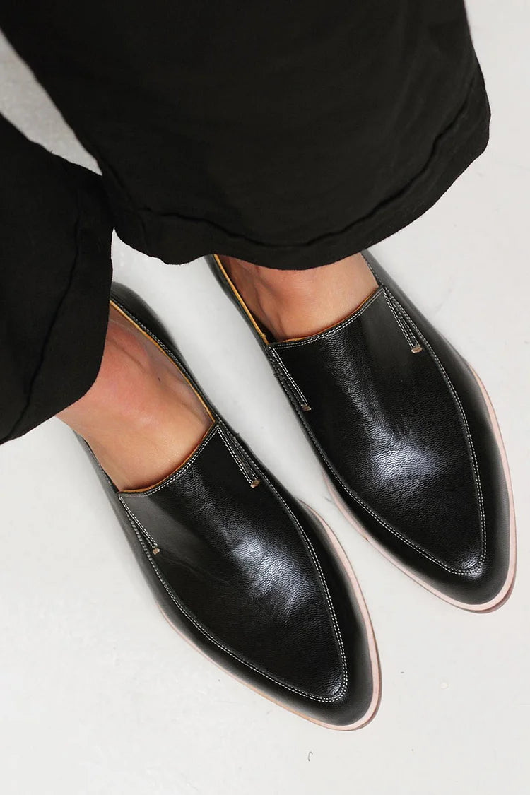 Dames Loafers Minimalistisch Puntige Neus Plat Strakke Lijn Casual Dagelijks - Zwart - Maelen