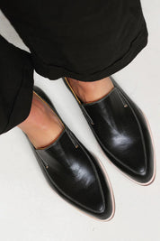 Dames Loafers Minimalistisch Puntige Neus Plat Strakke Lijn Casual Dagelijks - Zwart - Maelen