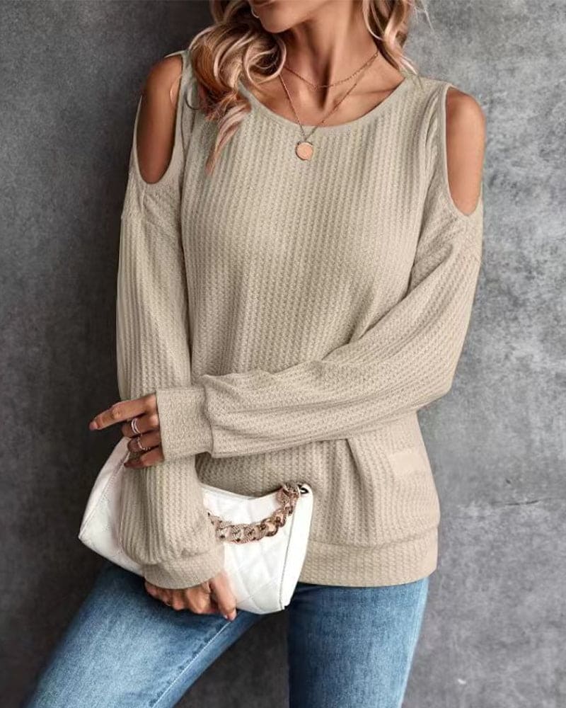 Aimee T-shirt | Off-Shoulder Top met Lange Mouwen en Losse Pasvorm