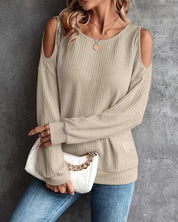 Aimee T-shirt | Off-Shoulder Top met Lange Mouwen en Losse Pasvorm