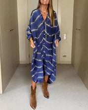 Aurelia Jurk | Zomerse V-Hals Jurk met Boho Print, Losse Pasvorm en Zakken