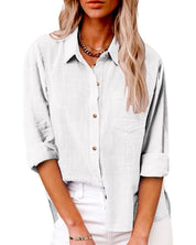 Stella | Stijlvolle Katoen-Linnen Blouse Dames - Luchtig, Casual en Veelzijdig - Licht Blauw / Zwart / Roze