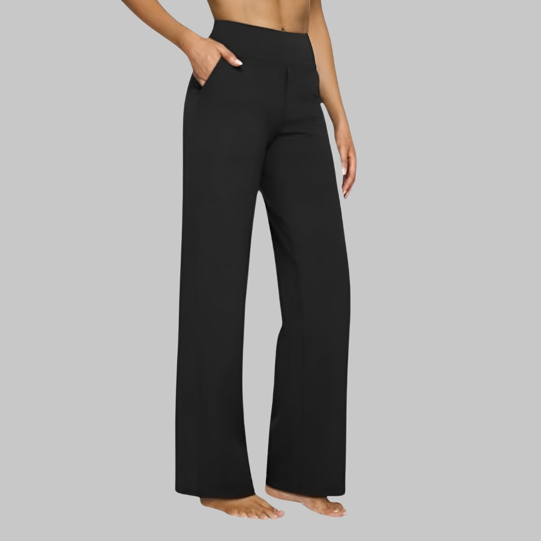 Lia Stretchbroek Dames met Comfortabele Pasvorm, Hoge Taille en Zachte Stretchstof - Zwart/Rood/Blauw