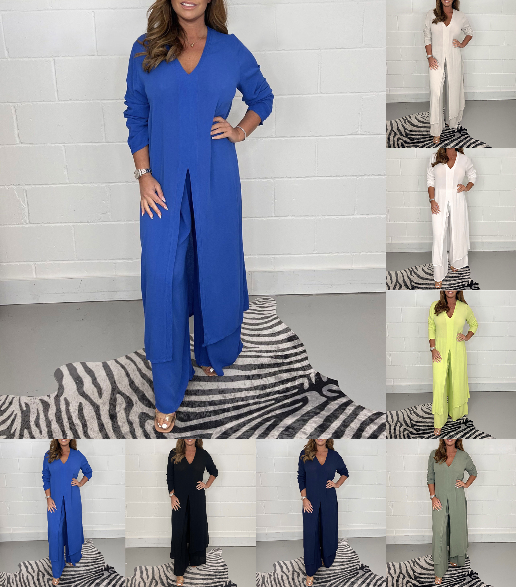 Alejandra Set | Casual V-Hals Dames Set met Tuniek en Wijde Broek