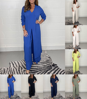 Alejandra Set | Casual V-Hals Dames Set met Tuniek en Wijde Broek