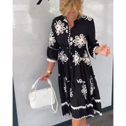 Aiza Jurk | Bloemenjurk met 3/4 Mouwen en Etnisch Retrodesign