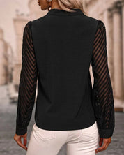 Elena Blouse | Effen Chiffon Damesblouse met V-Hals en Mesh Details