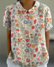 Addison Blouse | Zomerse Damesblouse met Bloemenprint en Poppenkraag