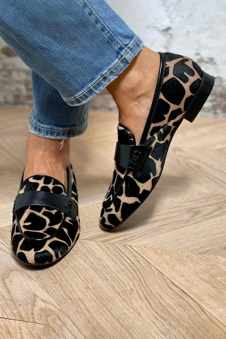 Dames Loafers Dierenprint Giraffe Print Platte Zool Casual Dagelijks - Zwart - Maelen