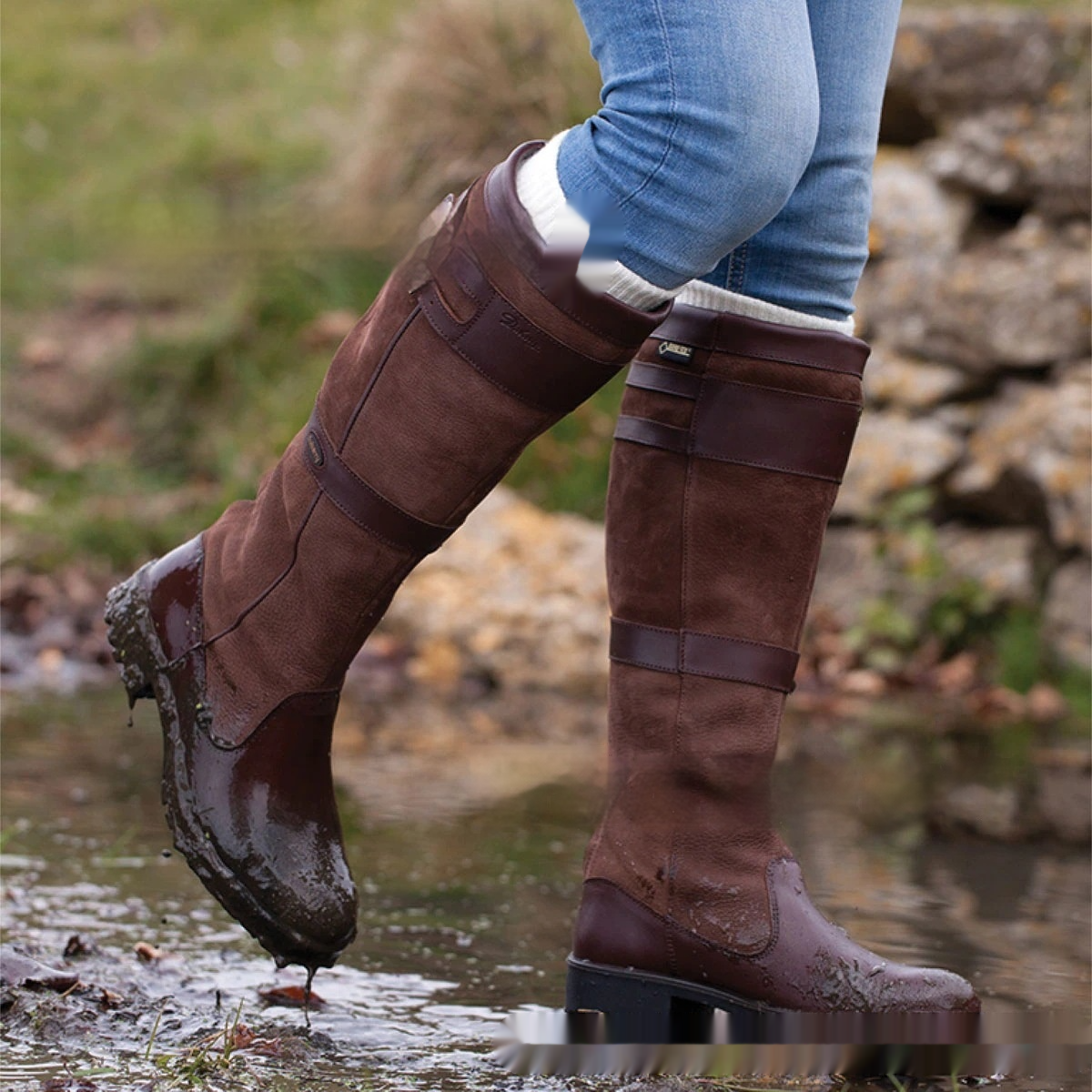 Isabella Waterdichte outdoor laarzen dames – leren laarzen met hoge schacht en gespen