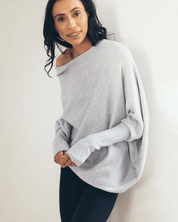 Sofia Off shoulder trui dames – losse gebreide trui met elegante open schouderlijn