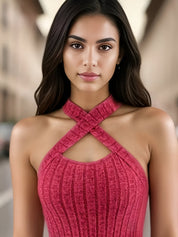 Bayla Top | Haltertop met Kriskras Design en Flatterende Pasvorm