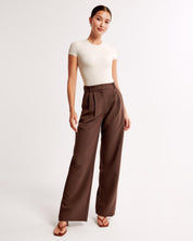 Bianca Hoge taille pantalon dames – geplooide pantalon met elegante tapered fit