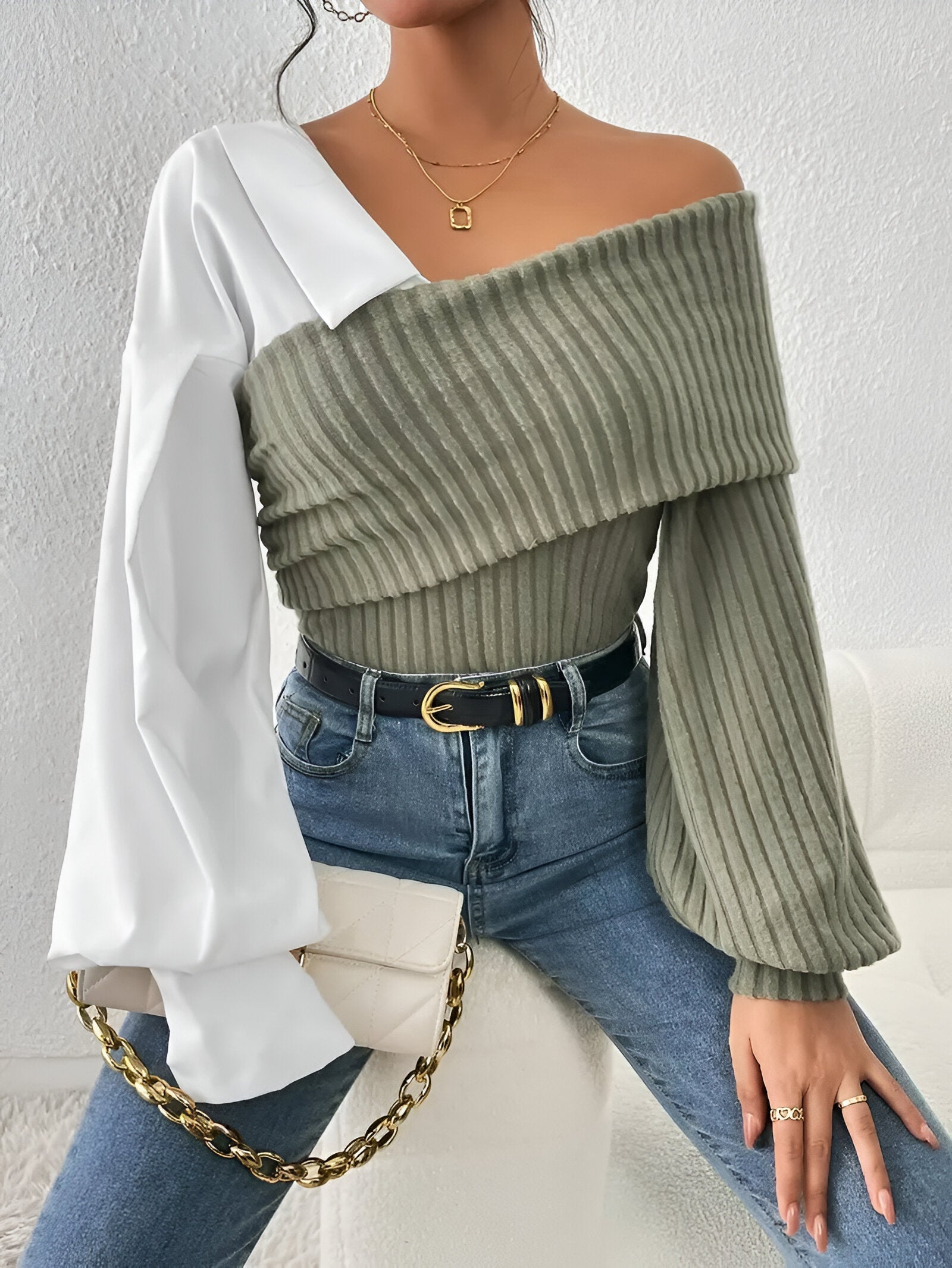 Berlinn Top | One-Shoulder Top van Zachte Gebreide Stof