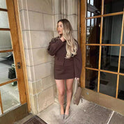 Fudy Mokka Set | Luxe Tweedelige Set in Trendkleur met Comfortabele Pasvorm