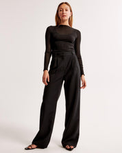 Bianca Hoge taille pantalon dames – geplooide pantalon met elegante tapered fit