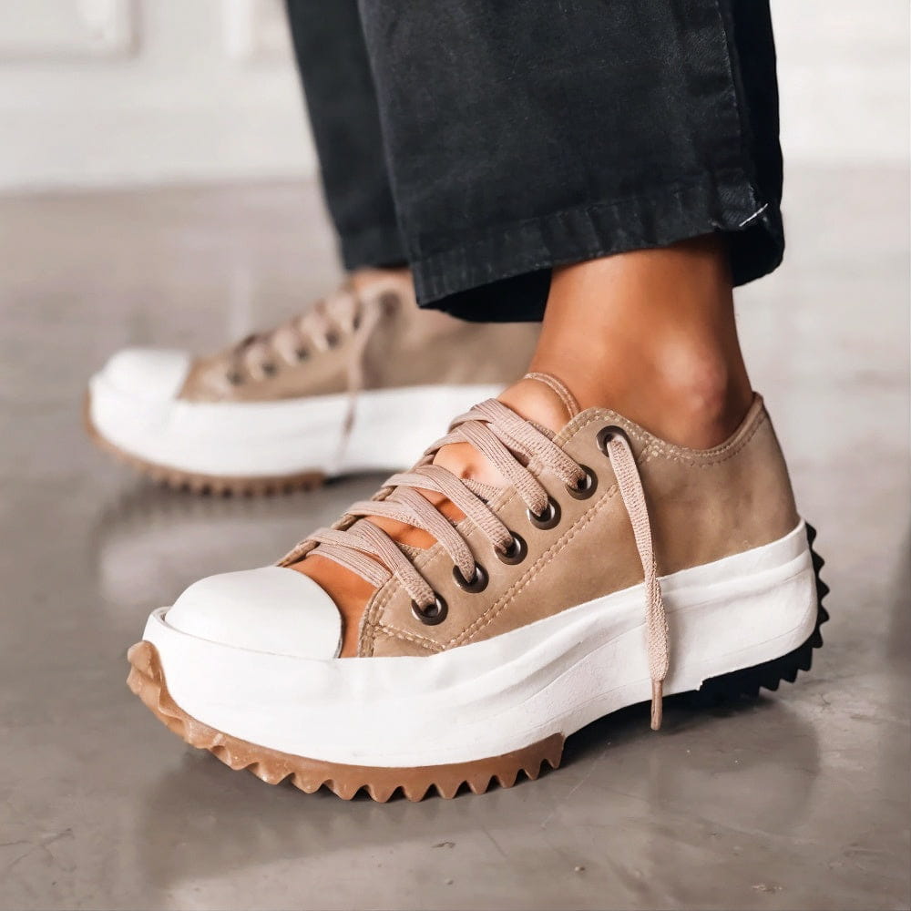 Annabell Sneakers | Leren Platform Sneakers met Comfortzool en Verhoogde Hak