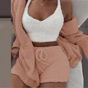 Ahri Set | Zachte Driedelige Lounge Set met Hoodie, Tanktop en Shorts