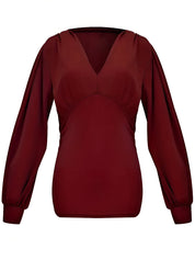 Caylee Top | Elegante Damestop met lange Lantaarnmouwen en Lage Taille