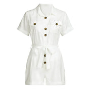 Noemi Romper | Casual Zomer Romper met Ceintuur, Knoopsluiting en Zakken