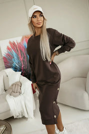 Giulia Jurk | Comfortabele Dames Sweatjurk in Midi-Lengte met Minimalistische Look