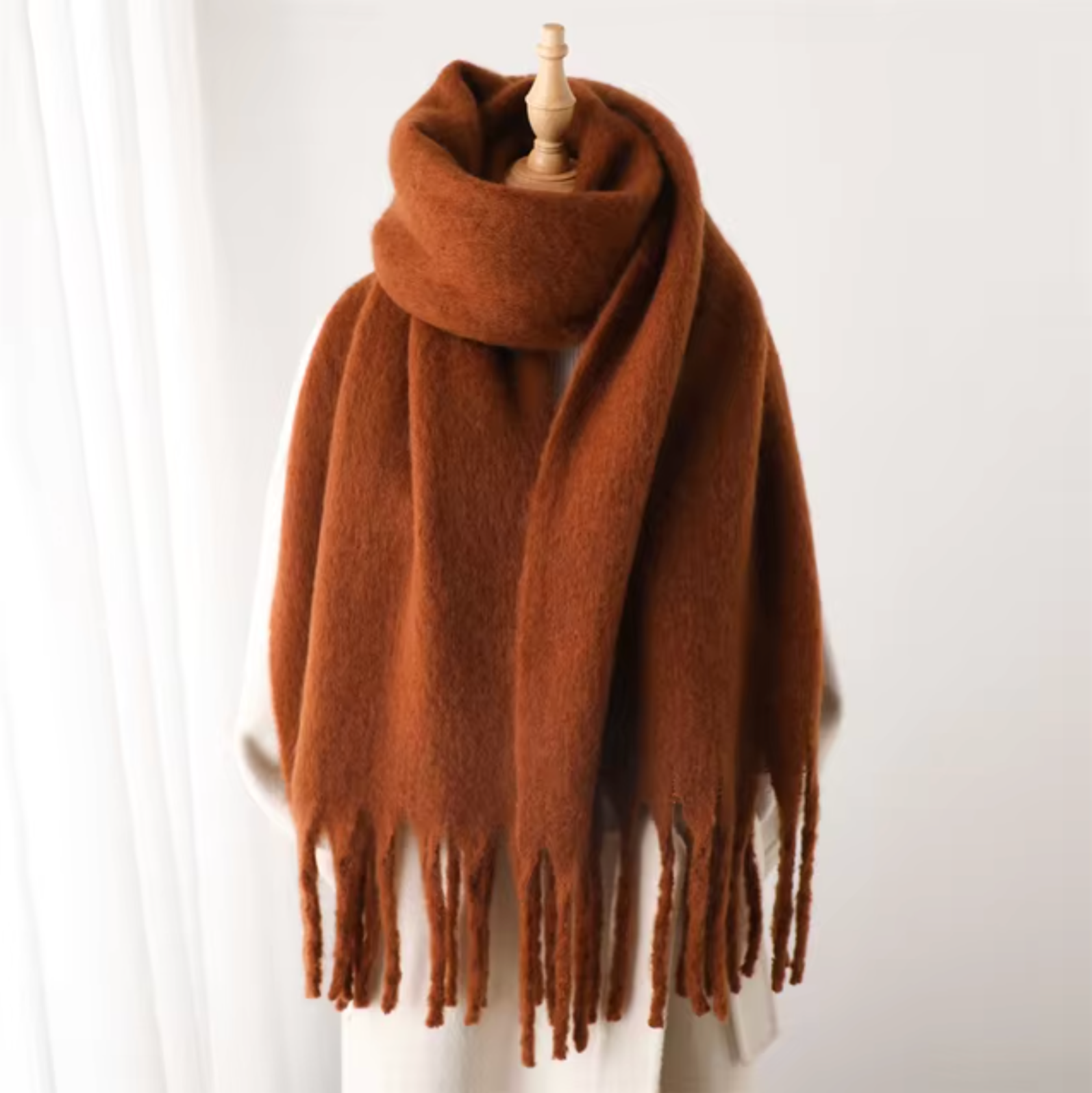 Francesca winter sjaal – zachte cashmere look sjaal met franjes en elegant design