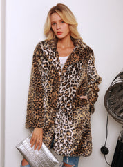 Giulia Cape | Luxe Dames Cape van Zacht Kunstbont met Luipaardprint en Elegante Reverskraag