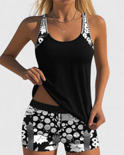 Tankini Set Dames met Bloemenprint Top en High Waist Shorts, Verstelbare Bandjes - Bianca Solaro