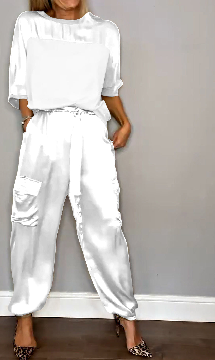 Dames Tweedelige Set Oversized Trui en Wide Leg Broek Casual Chic - Goud / Paars / Zwart - Maelen