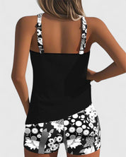 Tankini Set Dames met Bloemenprint Top en High Waist Shorts, Verstelbare Bandjes - Bianca Solaro