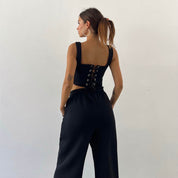 Aria Loungewear Set | Dames fleece set met cropped hoodie, corsetvest en joggers