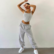 Aria Loungewear Set | Dames fleece set met cropped hoodie, corsetvest en joggers